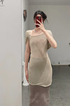 Marc le bihan shoulder lace -off asymmetric short sleeve top 2860 Tilleul